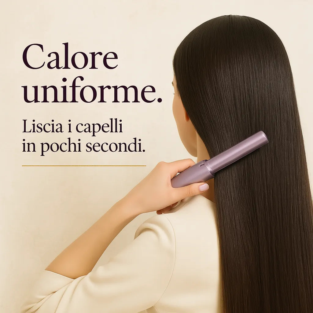 Soavia™ HeatSilk 2F — Pettine e spazzola lisciante 2 in 1 portatile,effetto salone.
